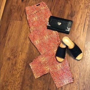 Liverpool & Co Ankle Pants -Red and Gold Snakeskin